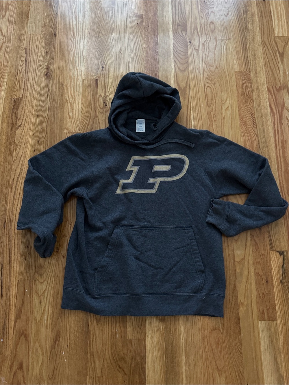 Purdue University Black Hooded Sweatshirt with Gold 'P' Logo